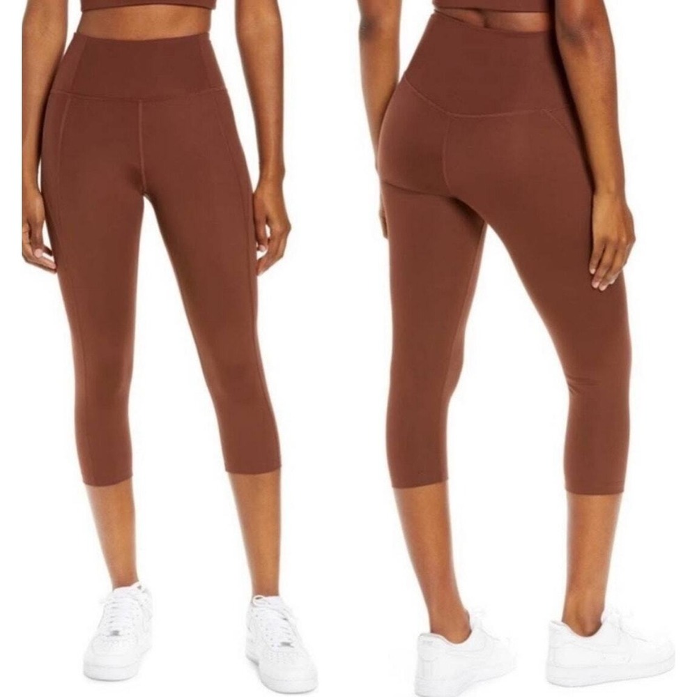 Girlfriend Collective Compressive High Rise Capri Leggings Brown XS #4012